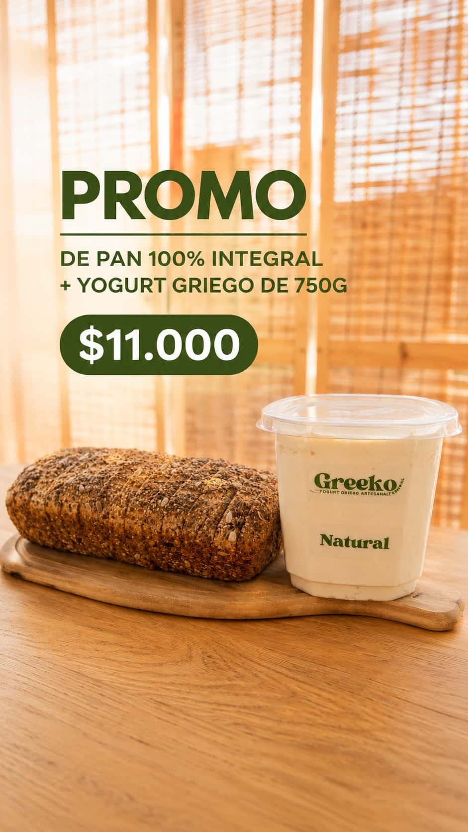 PROMO PAN INTEGRAL Y YOGURT GRIEGO 750g